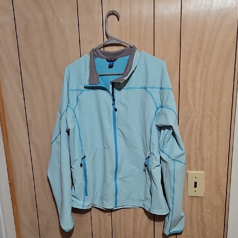 Eddie Bauer Women’s XL Light Blue Softshell Jacket Full Zip Outdoor Coat